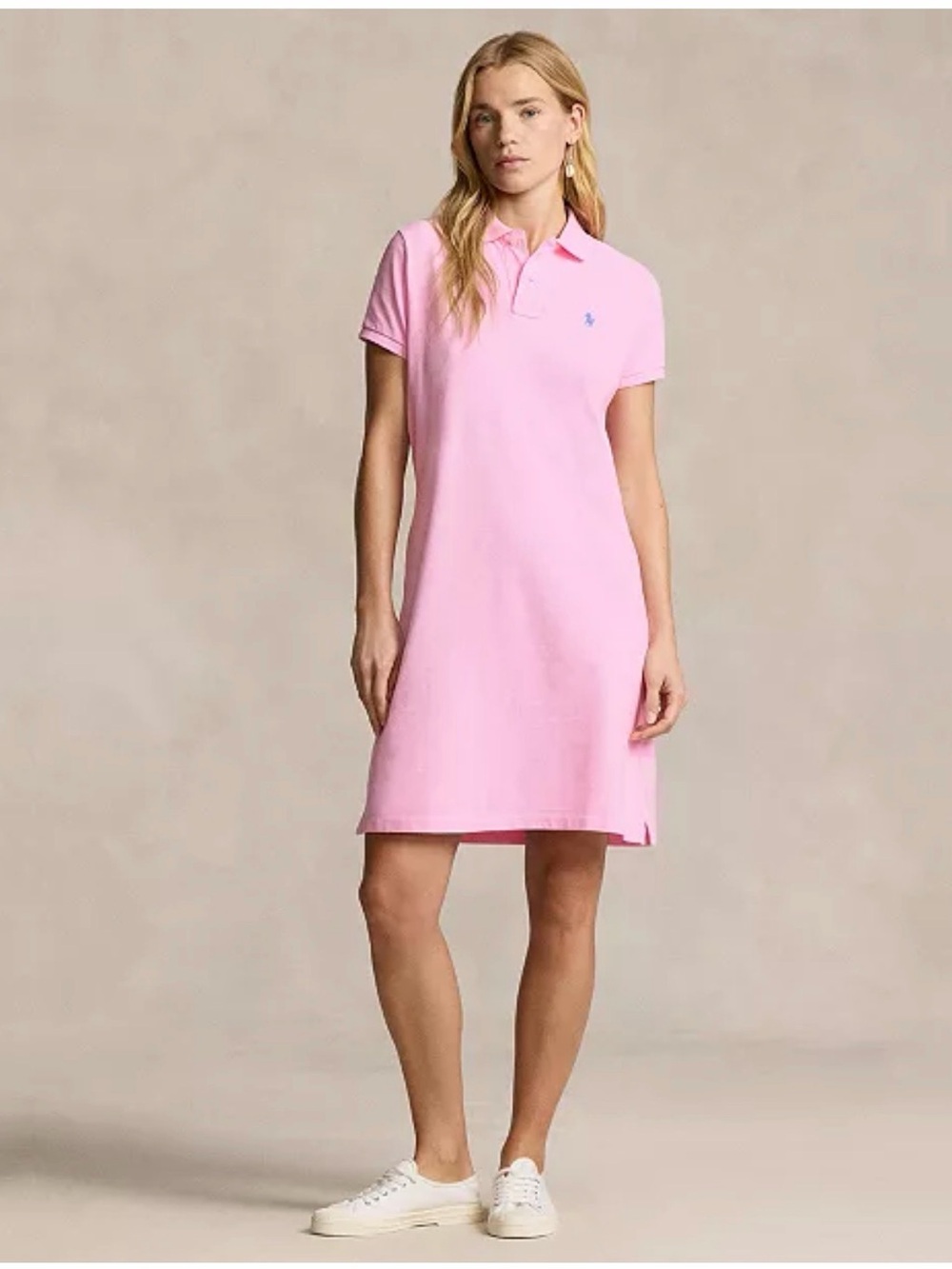 Ralph Lauren Salmon Pink Cotton Mesh Polo Dress Size Large